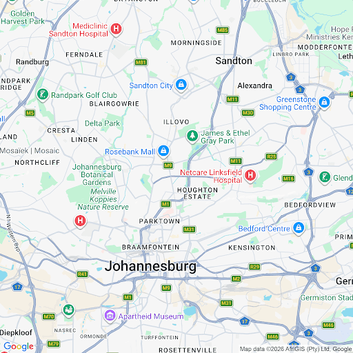 Map showing No. 8 11th Avenue, Houghton Estate, Johannesburg